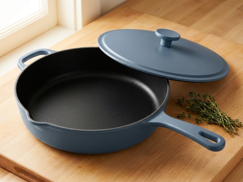 Cuisinart Cast Iron 12-Inch Chicken Fryer Enameled Provencial Blue
