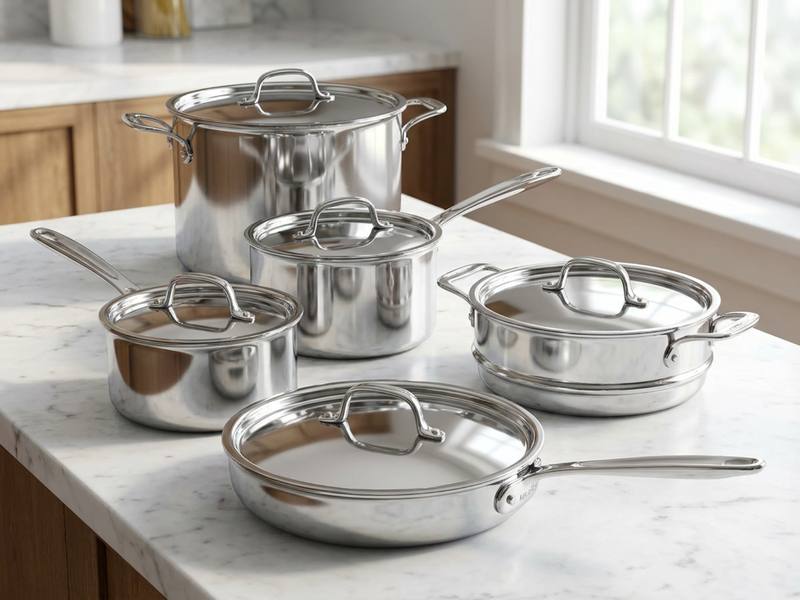 Cooks Standard 10-piece stainless steel set with matching polished finish